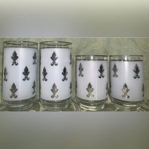 LIBBEY Fleur De Lis‎ 5.5” & 4.5” Bar Glasses Mid Century BARWARE (4) Vintage